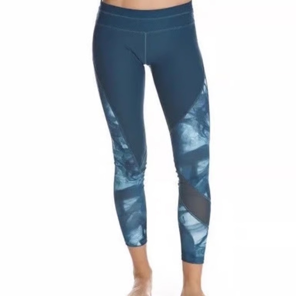 Apana Women's Teal Multi Yoga Gym Workout Athletic Active Leggings, Sz Small #